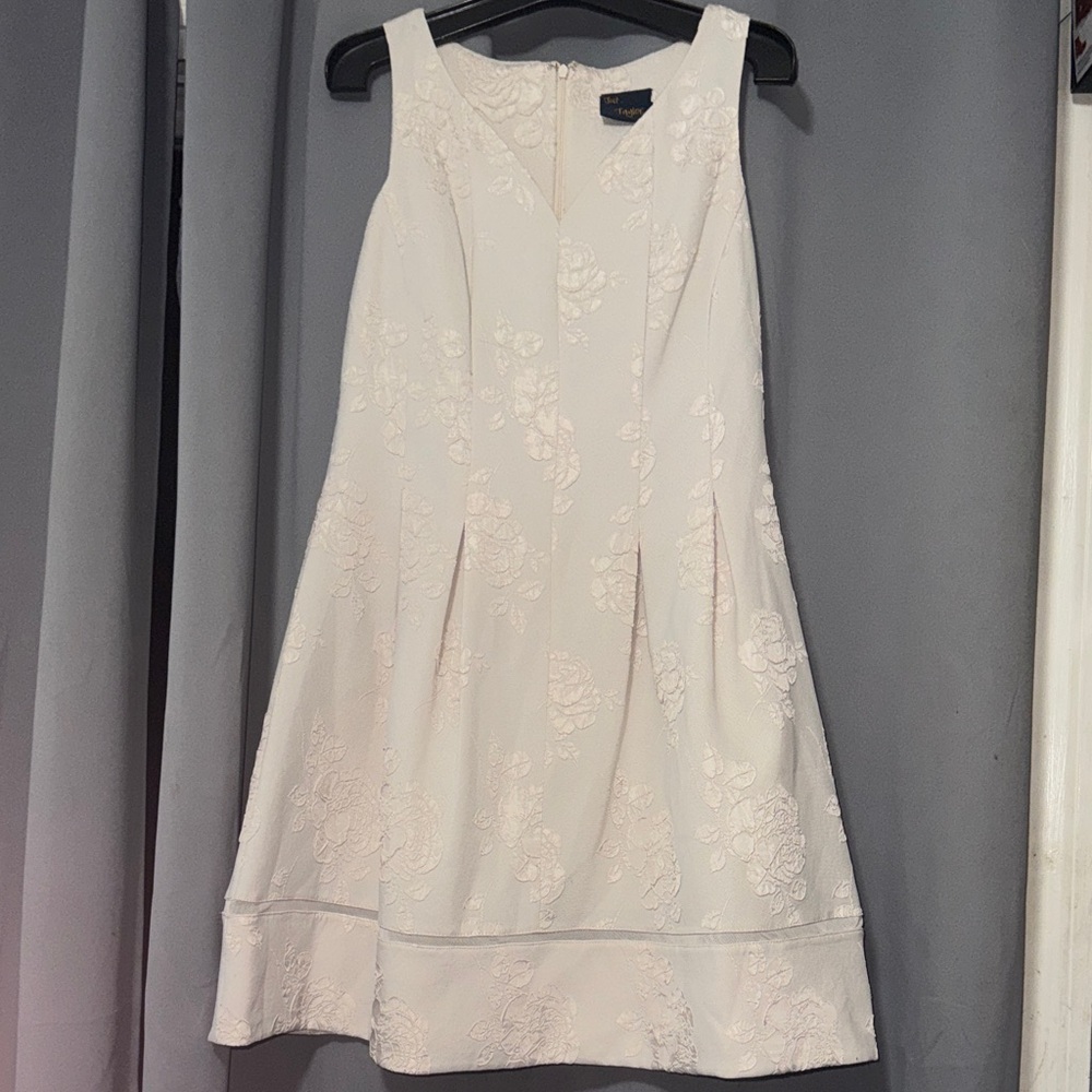 Just Taylor Ivory Floral Jacquard Sleeveless A-Line Dress Size 6 Elegant - Picture 2 of 7